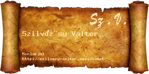 Szilvásy Valter névjegykártya